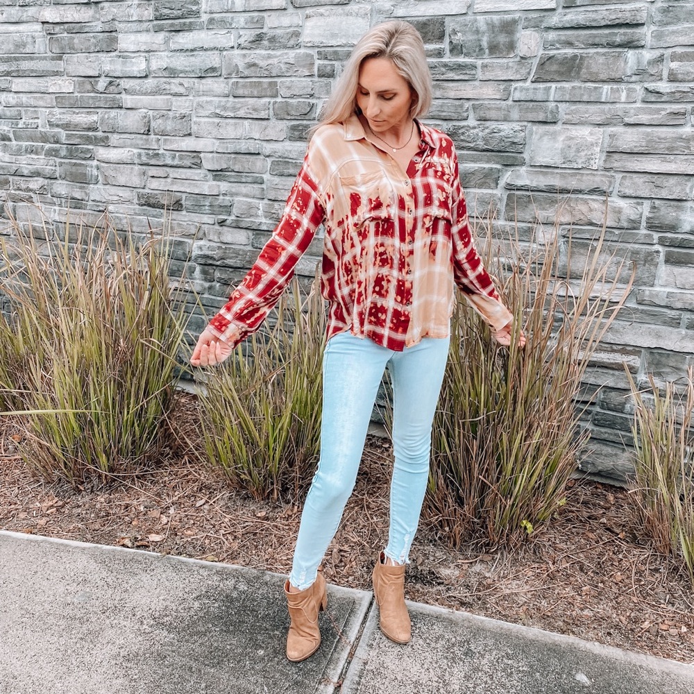 Tie dye plaid unique lightweight shirt
